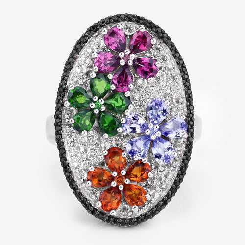 5.01 Carat Genuine Multi Stones .925 Sterling Silver Ring Bids.com