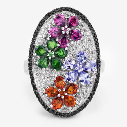 5.01 Carat Genuine Multi Stones .925 Sterling Silver Ring Bids.com