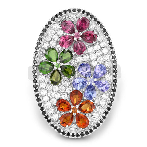 5.01 Carat Genuine Multi Stones .925 Sterling Silver Ring Bids.com