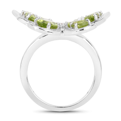4.61 Carat Genuine Peridot and White Topaz .925 Sterling Silver Ring Bids.com