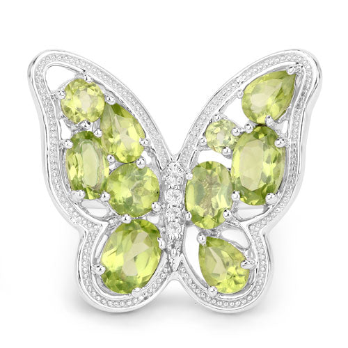 4.61 Carat Genuine Peridot and White Topaz .925 Sterling Silver Ring Bids.com
