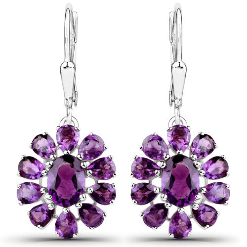 11.60 Carat Genuine Amethyst and White Topaz .925 Sterling Silver 3 Piece Jewelry Set (Ring, Earrings, and Pendant w/ Chain) Bids.com