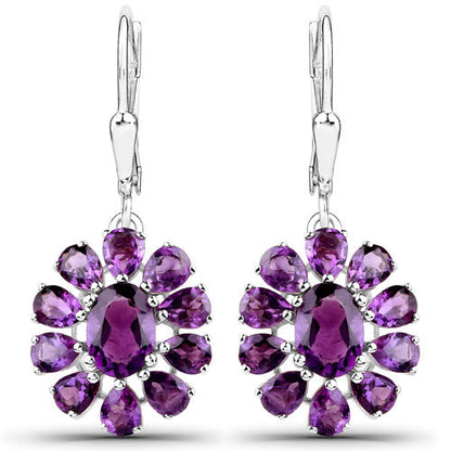 11.60 Carat Genuine Amethyst and White Topaz .925 Sterling Silver 3 Piece Jewelry Set (Ring, Earrings, and Pendant w/ Chain) Bids.com