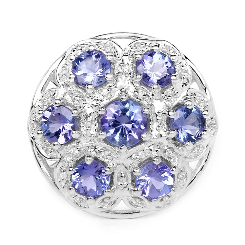 2.00 Carat Genuine Tanzanite and White Zircon .925 Sterling Silver Ring Bids.com
