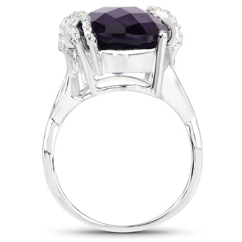 10.44 Carat Genuine Amethyst and White Topaz .925 Sterling Silver Ring Bids.com