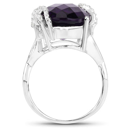 10.44 Carat Genuine Amethyst and White Topaz .925 Sterling Silver Ring Bids.com
