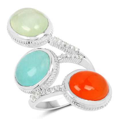 9.50 Carat Genuine Multi Stone .925 Sterling Silver Ring Bids.com