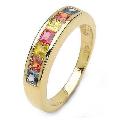 14K Yellow Gold Plated 1.26 Carat Genuine Multi Sapphire .925 Sterling Silver Ring Bids.com