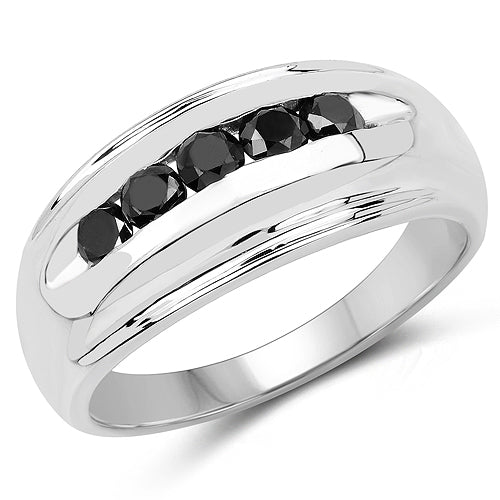0.50 Carat Genuine Black Diamond .925 Sterling Silver Ring Bids.com