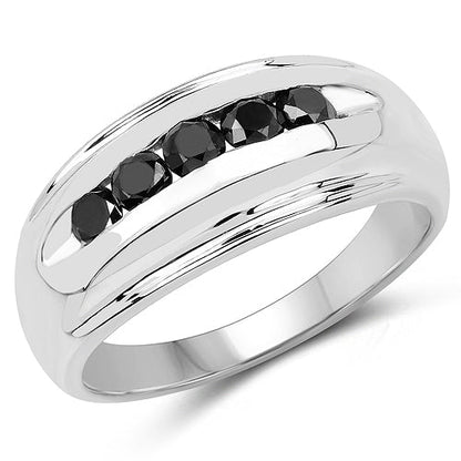 0.50 Carat Genuine Black Diamond .925 Sterling Silver Ring Bids.com