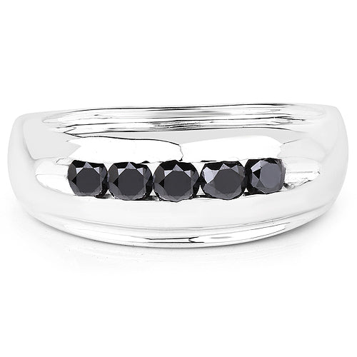 0.50 Carat Genuine Black Diamond .925 Sterling Silver Ring Bids.com