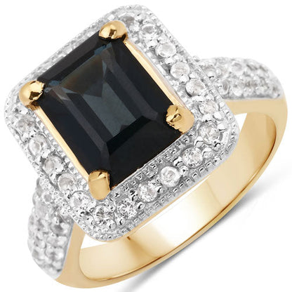 5.03 Carat Genuine London Blue Topaz and White Topaz .925 Sterling Silver Ring Bids.com