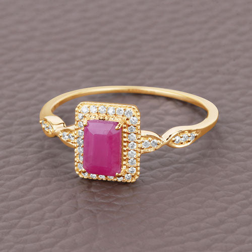 0.75 Carat Genuine Ruby and White Diamond 14K Yellow Gold Ring Bids.com
