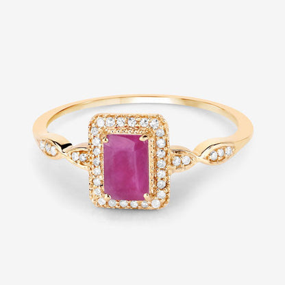 0.75 Carat Genuine Ruby and White Diamond 14K Yellow Gold Ring Bids.com