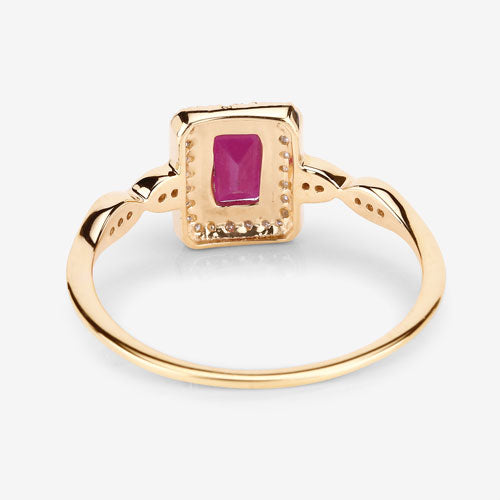 0.75 Carat Genuine Ruby and White Diamond 14K Yellow Gold Ring Bids.com