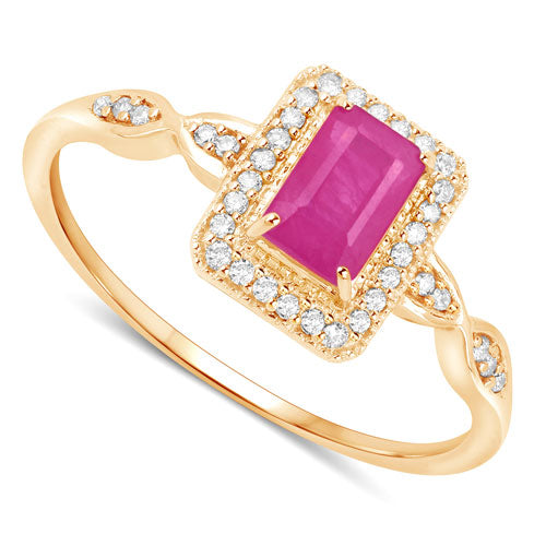 0.75 Carat Genuine Ruby and White Diamond 14K Yellow Gold Ring Bids.com