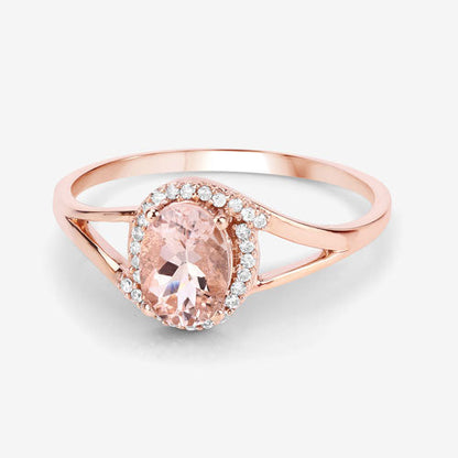 0.78 Carat Genuine Morganite and White Diamond 14K Rose Gold Ring Bids.com