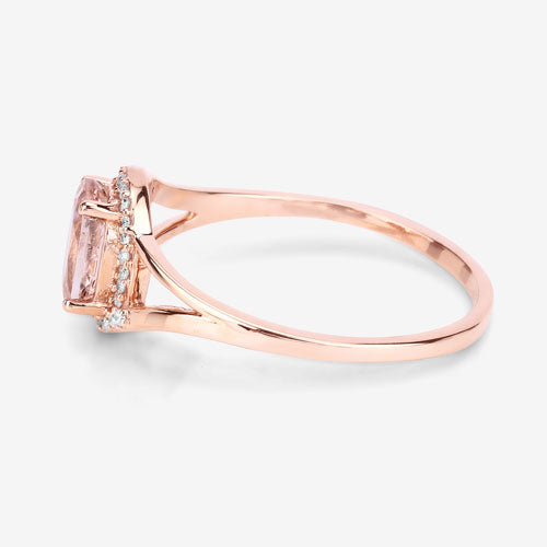 0.78 Carat Genuine Morganite and White Diamond 14K Rose Gold Ring Bids.com