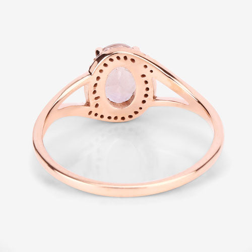 0.78 Carat Genuine Morganite and White Diamond 14K Rose Gold Ring Bids.com
