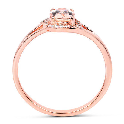 0.78 Carat Genuine Morganite and White Diamond 14K Rose Gold Ring Bids.com