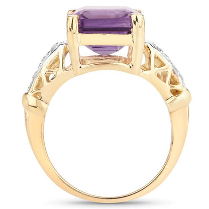 4.83 Carat Genuine Amethyst and White Topaz .925 Sterling Silver Ring Bids.com