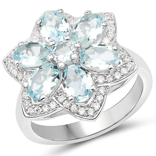 2.88 Carat Genuine Aquamarine .925 Sterling Silver Ring Bids.com
