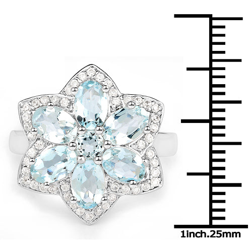 2.88 Carat Genuine Aquamarine .925 Sterling Silver Ring Bids.com