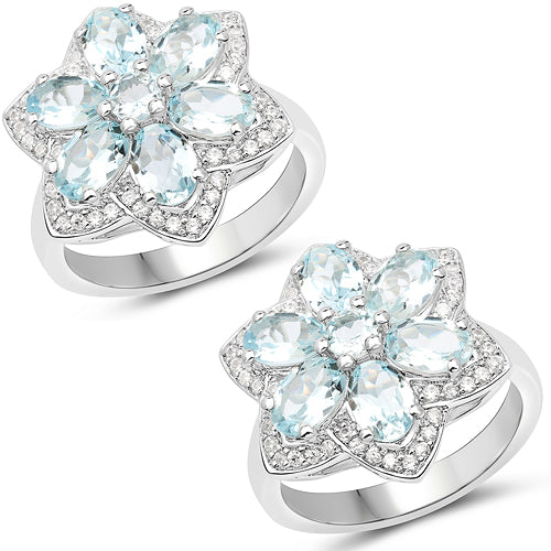 2.88 Carat Genuine Aquamarine .925 Sterling Silver Ring Bids.com