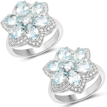 2.88 Carat Genuine Aquamarine .925 Sterling Silver Ring Bids.com