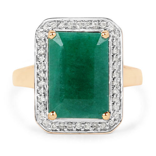 5.71 Carat Dyed Emerald and White Diamond 14K Yellow Gold Ring Bids.com