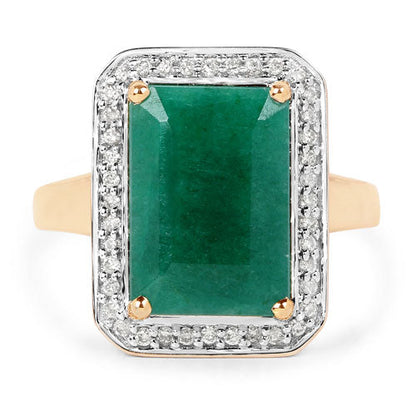 5.71 Carat Dyed Emerald and White Diamond 14K Yellow Gold Ring Bids.com