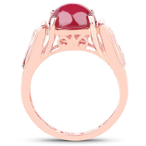 14K Rose Gold Plated 4.71 Carat Genuine Glass Filled Ruby and White Topaz .925 Sterling Silver Ring Bids.com