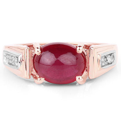 14K Rose Gold Plated 4.71 Carat Genuine Glass Filled Ruby and White Topaz .925 Sterling Silver Ring Bids.com