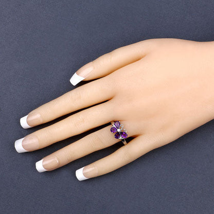 1.35 Carat Genuine Amethyst and Created White Sapphire .925 Sterling Silver Ring Bids.com