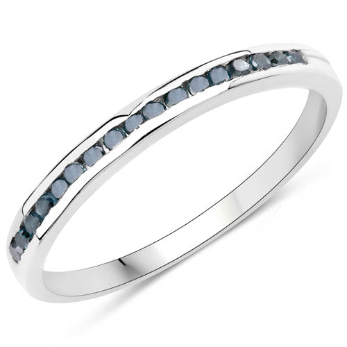 0.20 Carat Genuine Blue Diamond .925 Sterling Silver Ring Bids.com