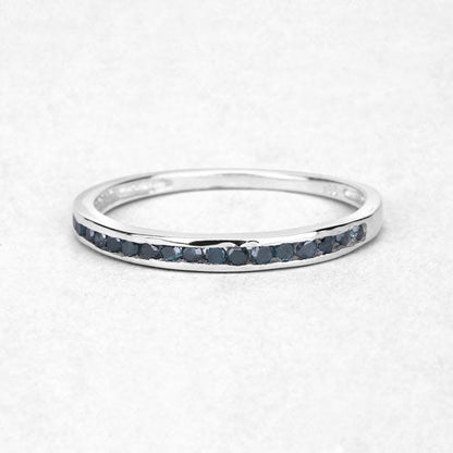 0.20 Carat Genuine Blue Diamond .925 Sterling Silver Ring Bids.com