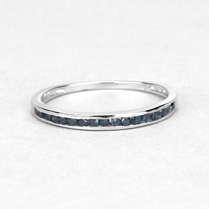 0.20 Carat Genuine Blue Diamond .925 Sterling Silver Ring Bids.com