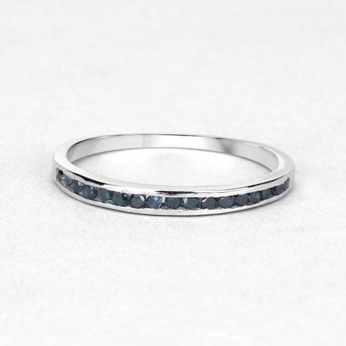 0.20 Carat Genuine Blue Diamond .925 Sterling Silver Ring Bids.com