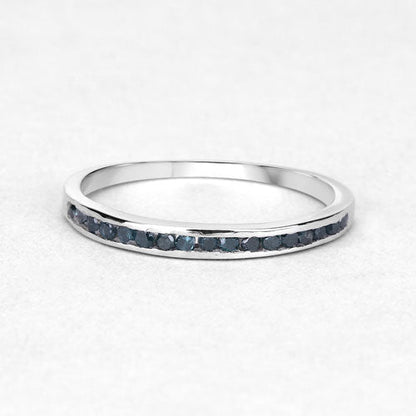 0.20 Carat Genuine Blue Diamond .925 Sterling Silver Ring Bids.com