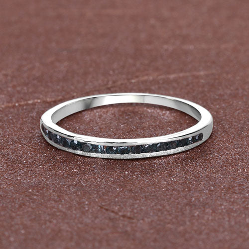 0.20 Carat Genuine Blue Diamond .925 Sterling Silver Ring Bids.com