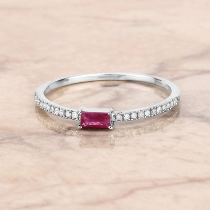 0.22 Carat Genuine Ruby and White Diamond 14K White Gold Ring Bids.com