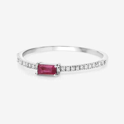 0.22 Carat Genuine Ruby and White Diamond 14K White Gold Ring Bids.com