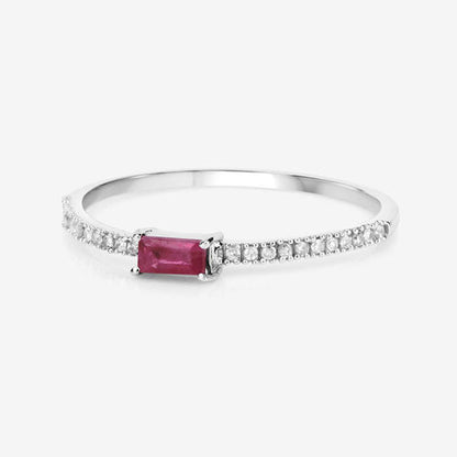 0.22 Carat Genuine Ruby and White Diamond 14K White Gold Ring Bids.com