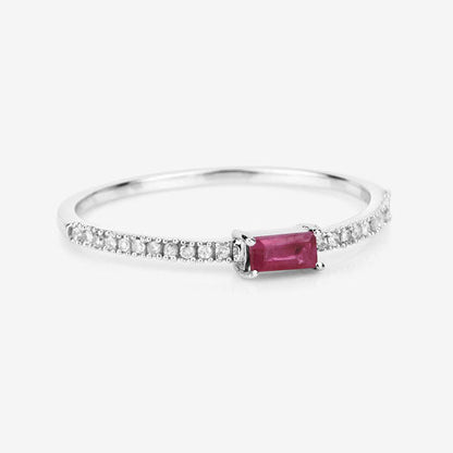 0.22 Carat Genuine Ruby and White Diamond 14K White Gold Ring Bids.com