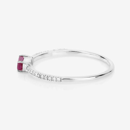 0.22 Carat Genuine Ruby and White Diamond 14K White Gold Ring Bids.com