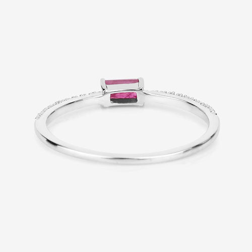 0.22 Carat Genuine Ruby and White Diamond 14K White Gold Ring Bids.com