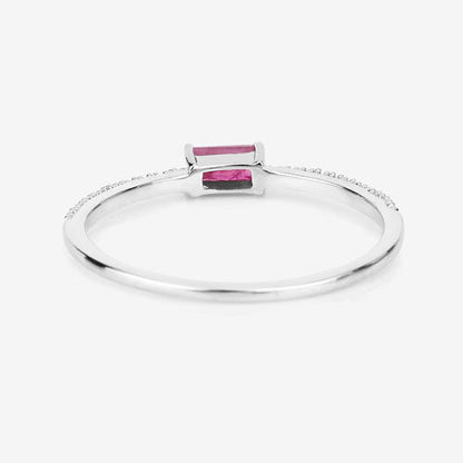0.22 Carat Genuine Ruby and White Diamond 14K White Gold Ring Bids.com