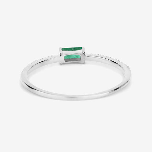 0.18 Carat Genuine Zambian Emerald and White Diamond 14K White Gold Ring Bids.com