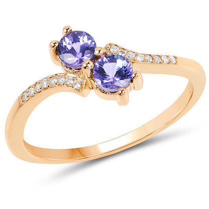0.51 Carat Genuine Tanzanite and White Diamond 14K Yellow Gold Ring Bids.com