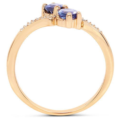 0.51 Carat Genuine Tanzanite and White Diamond 14K Yellow Gold Ring Bids.com
